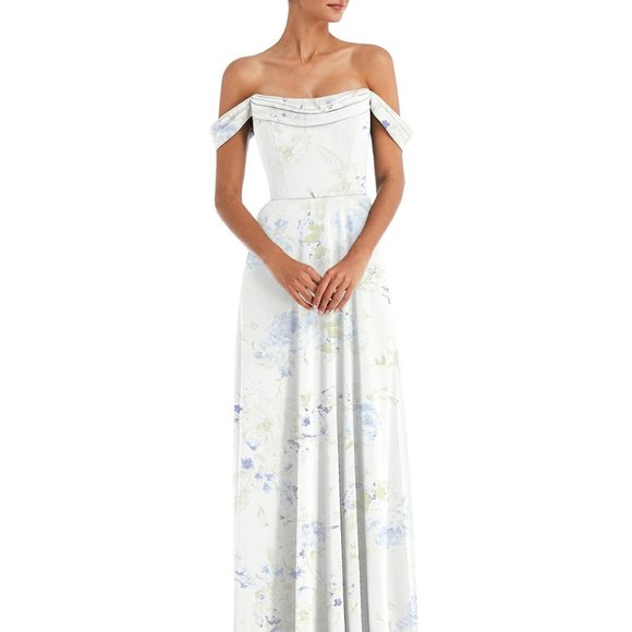 Off-the-Shoulder Draped Neckline Maxi Dress....TH065...Bleu Garden....Size 10 - Picture 1 of 9